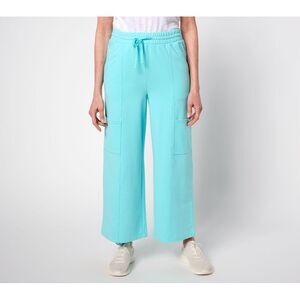SUNNYLiFE Women's Pants Sz XL Beach Wash French Terry Wide Leg Blue A684279